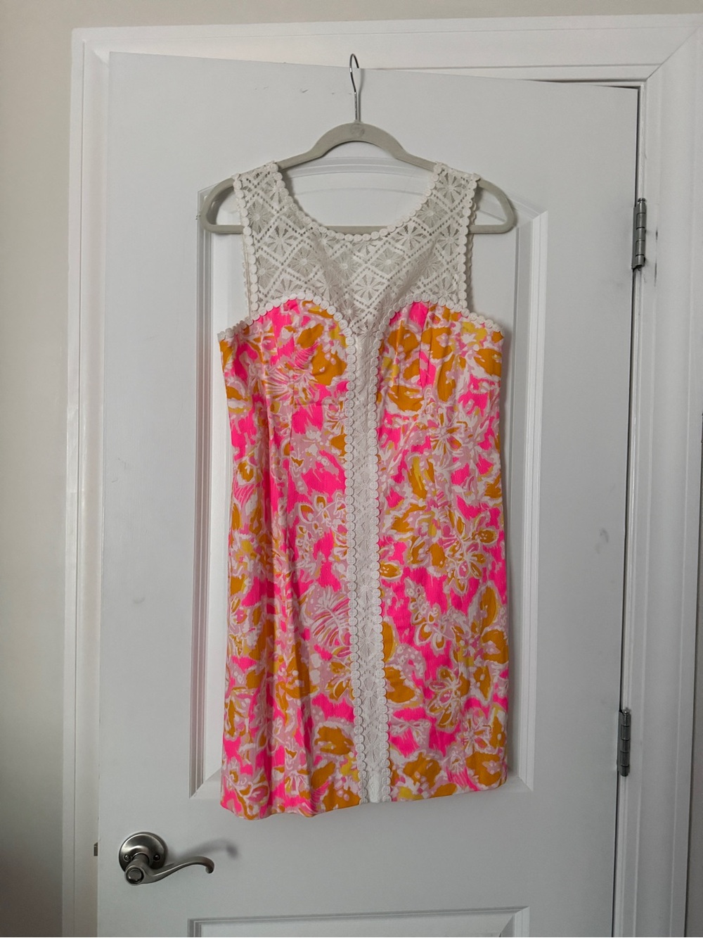 Lilly Pulitzer Sleeveless Pink & Gold Floral Lace-Panel Dress
